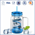 New Products 2015 BPA free AS plastic Double wall mason jars with lid and straw